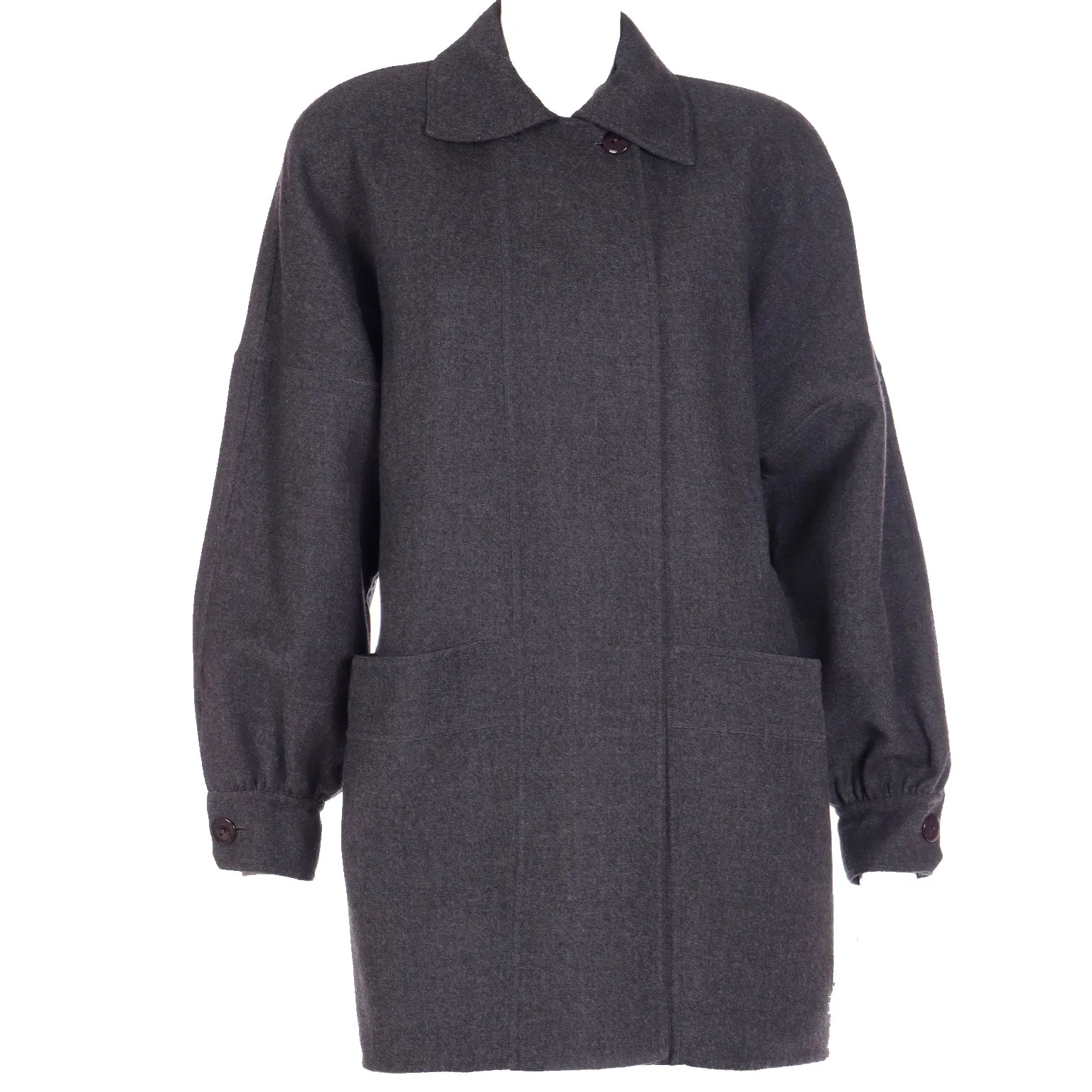 1980s Salvatore Ferragamo Vintage Oversized Gray Wool Jacket