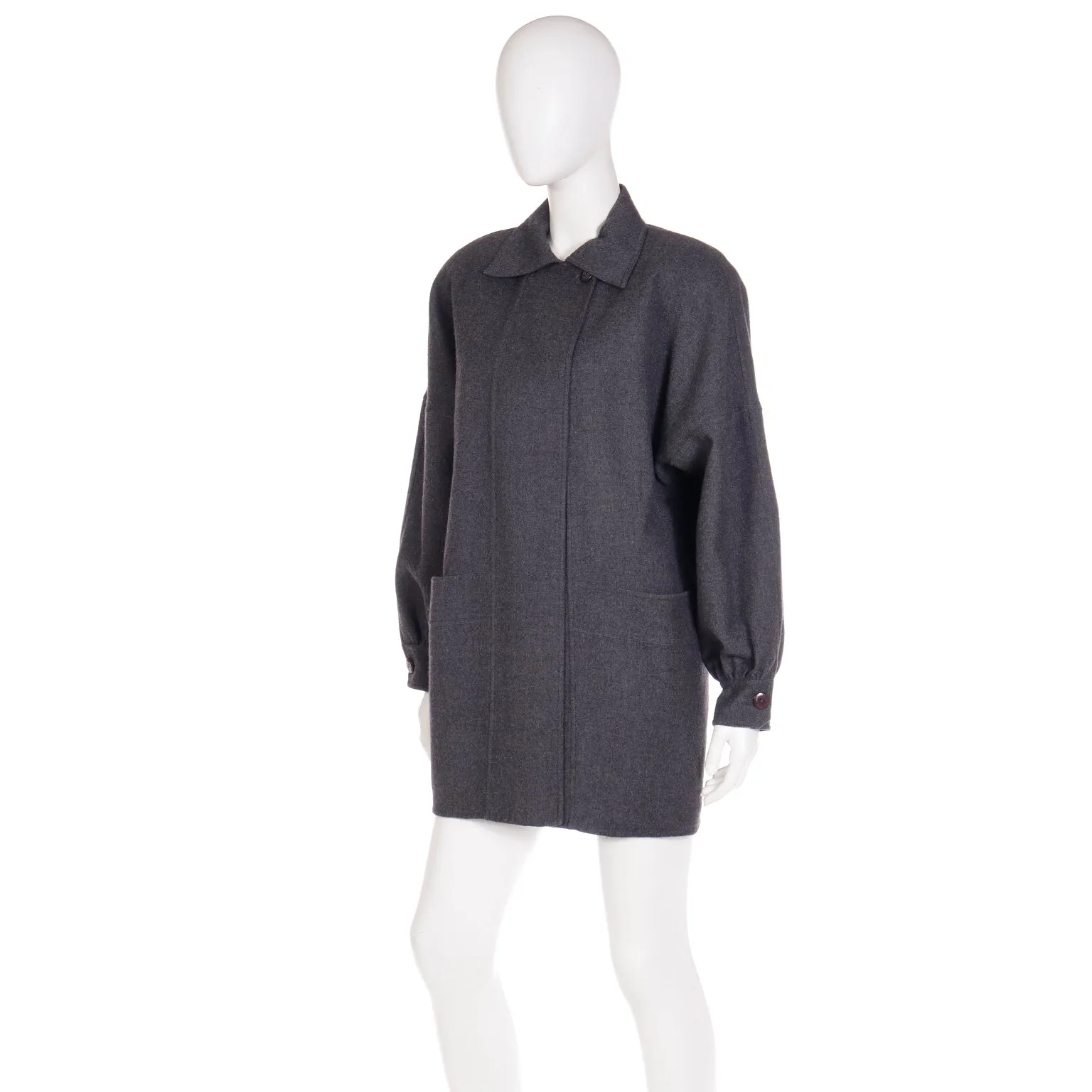 1980s Salvatore Ferragamo Vintage Oversized Gray Wool Jacket